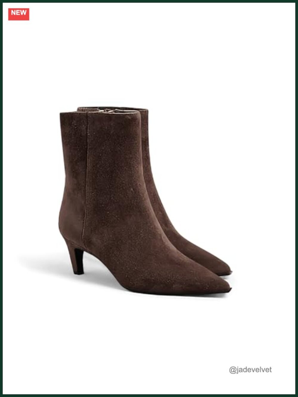 Suede Kitten Heel Ankle Booties Pointed Toe Side Zipper